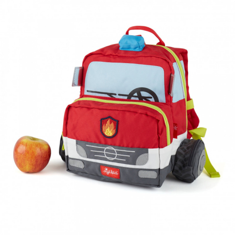 Jucarii 3-5 ani - Sigikid-Rucsac pentru copii Masina de pompieri cu roti si detalii 3D, Sigikid