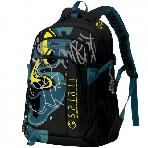 Játékok 3-5 éveseknek - Rucsac Spirit Pattern Graffiti, Negru/Galben, 49x35x16 cm