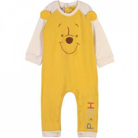Játékok 3-5 éveseknek - Salopeta (pijama) Winnie the Pooh cu maneca lunga si capse, 24 luni / 92 cm