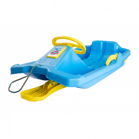 Sanie copii Marmat Niko cu manere, frana si volan - Albastru [1]