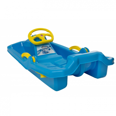 Játékok 3-5 éveseknek - Sanie copii Marmat Niko cu manere, frana si volan - Albastru