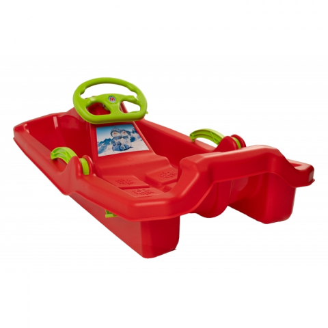 Játékok 3-5 éveseknek - Sanie copii Marmat Niko cu manere, frana si volan - Rosu