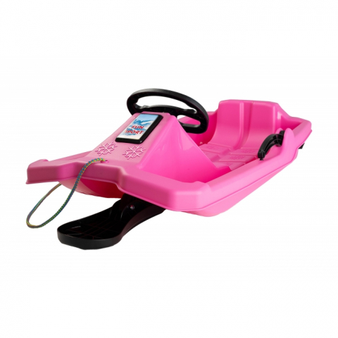 Sanie copii Marmat Niko cu manere, frana si volan - Roz [2]