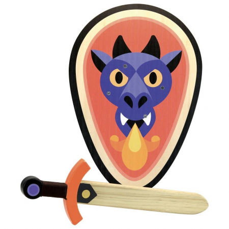 Jucarii +6 Ani - Vilac-Scut-si-Sabie-din-lemn-Dragon-Joc-de-rol