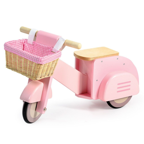 Oktató játékok - Scuter cu cos, din lemn premium - Scooter With Basket - Tender Leaf Toys