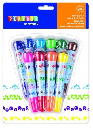 Jocuri si Jucarii Educative - Playbox Set 10 carioci cu stampile rotative