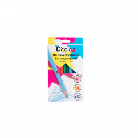 Játékok 50 RON alatt - OColor Set 12 creioane colorate triunghiulare maxi mina 4 mm