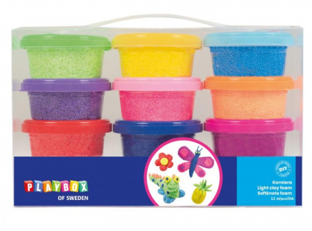 Jocuri si Jucarii Educative - Playbox Set 12 culori spuma de modelat