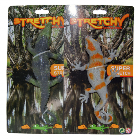Jucarii 3-5 ani - UP Int'l-Set 2 crocodili super elastici din silicon, kaki/gri, 25 cm