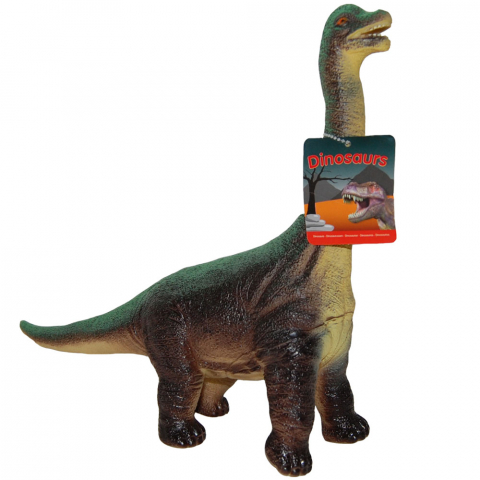 Set 2 figurine dinozauri din cauciuc, T-Rex maro si Brachiosaurus, 34 cm [1]