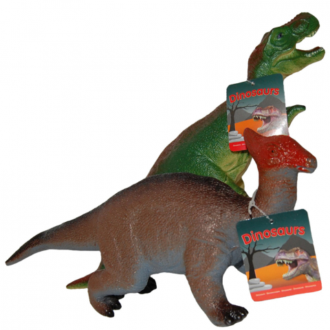 Játékok 3-5 éveseknek - Set 2 figurine dinozauri din cauciuc, T-Rex verde si Tsintaosaurus, 34 cm