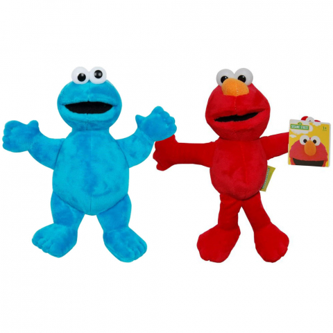 Jucarii 0-1 ani - Set 2 jucarii din plus Elmo 26 cm & Cookie Monster 25 cm, Sesame Street