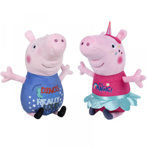 Jucarii 0-1 ani - Set 2 jucarii din plus George Dinos & Peppa Pig Unicorn 25 cm, Peppa Pig