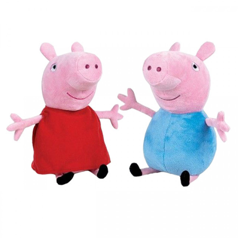 Jucarii 0-1 ani - Set 2 jucarii din plus George & Peppa Pig 17 cm, Peppa Pig