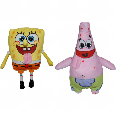 Jucarii 0-1 ani - Set 2 jucarii din plus SpongeBob 16 cm si Patrick 23 cm