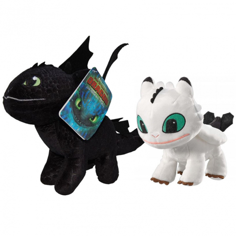 Jucarii 0-1 ani - Set 2 jucarii din plus Toothless 25 cm si Pouncer 16 cm