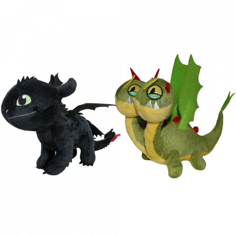 Jucarii 0-1 ani - Set 2 jucarii din plus Toothless 25 cm si Zippleback, Dragons, 20 cm