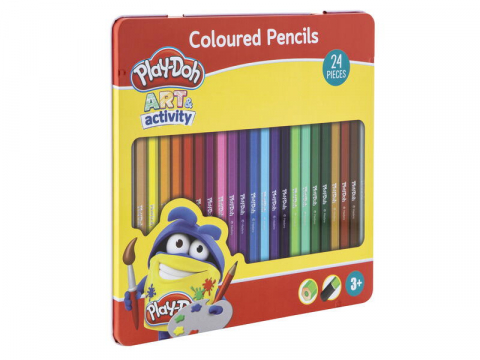 Cadouri 3 ani - Play-Doh-Set 24 creioane colorate in cutie metalica