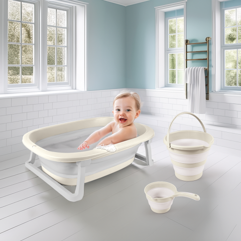 Dolu Nuve-Set 3 in 1 cu cadita pliabila - Bej [1]