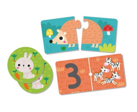 Oktató játékok - Set 3 jocuri Animale : puzzle, domino, memorie, Apli Kids, Carton, Multicolor