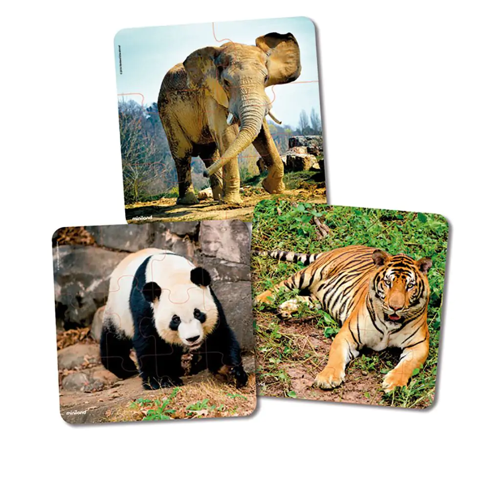 Oktató játékok és játékok - Miniland Set 3 puzzle progresive Animale