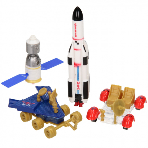 Jucarii 3-5 ani - UP Int'l-Set 4 figurine din metal/plastic - Vehicule spatiale