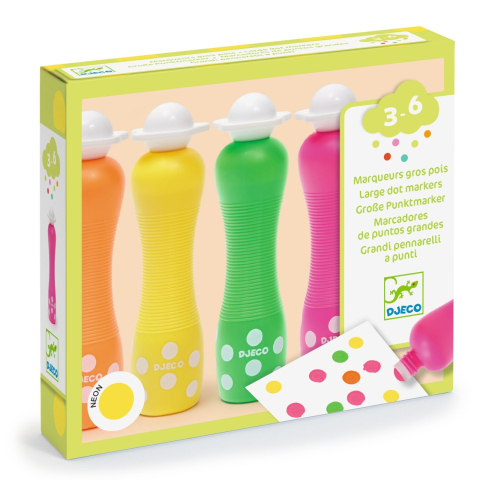 Oktató játékok - Set 4 markere culori neon pentru bebe, Djeco