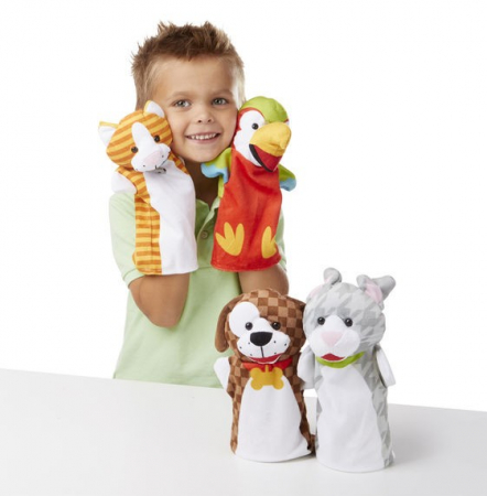 Baba ajándékok - Melissa & Doug Set 4 papusi de mana Animale de companie Mellisa and Doug