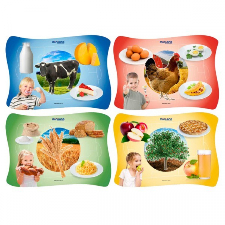 Miniland Set 4 puzzle De unde provin alimentele [6]