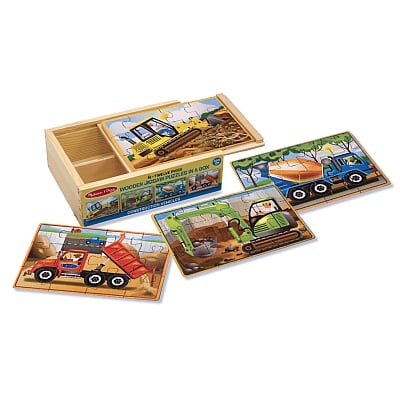 Abilitati motorii si indemanare - Melissa-Doug-Set-4-puzzle-lemn-in-cutie-Vehicule-pentru-constructii