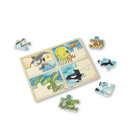 Melissa & Doug Set 4 puzzle lemn Viata marina [1]