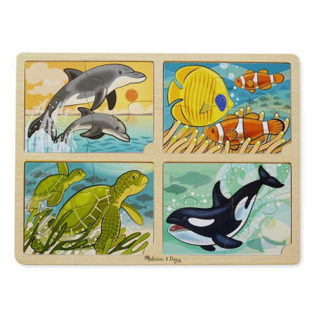 Baba ajándékok - Melissa & Doug Set 4 puzzle lemn Viata marina