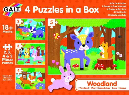 Kirakós játékok - Galt-Set-4-puzzle-uri-Animalute-din-padure-5-piese