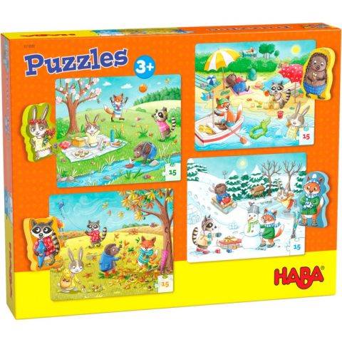 Jucarii 3-5 ani - Haba-Set 4 puzzle-uri cu figurine Anotimpurile, HABA