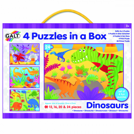 Kirakós játékok - Galt-Set-4-puzzle-uri-Dinozauri-24-piese