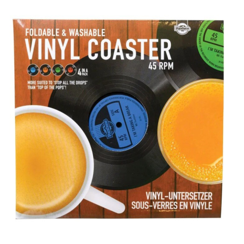 Funtimes-Set 4 suporturi pahare, Discuri Vinil 11 cm, Funtime, cauciuc, multicolor [1]