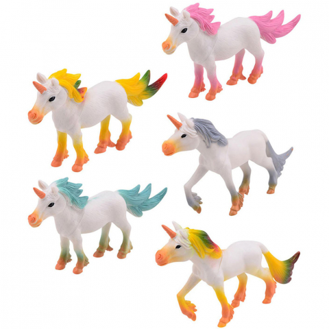 Játékok 3-5 éveseknek - Set 5 figurine din cauciuc - Unicorni