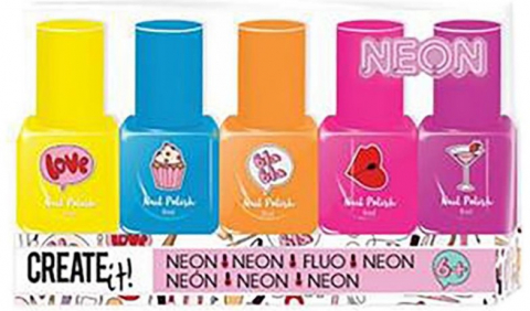 Cadouri copii - Set-5-oje-neon-Create-It!,-diverse-culori,-pentru-fetite-Create-It