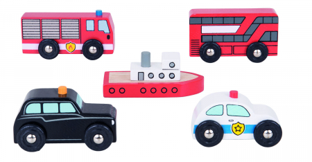 Toate jucariile - BigJigs-Set-5-vehicule-din-lemn