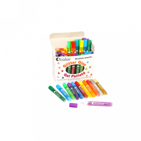 Festőkészletek gyerekeknek - OColor Set 50 flacoane lipici glitter in 12 culori asortate