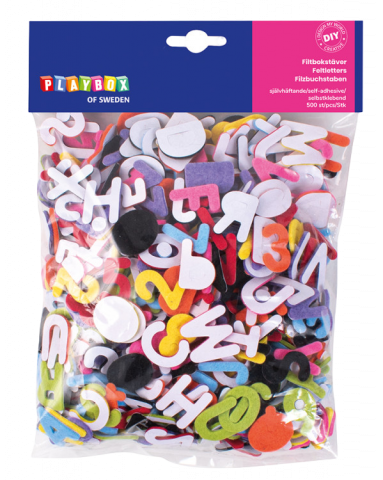 Jucarii educative - PLAYBOX-Set 500 de litere colorate adezive din fetru, creatie, gradinita si scoala