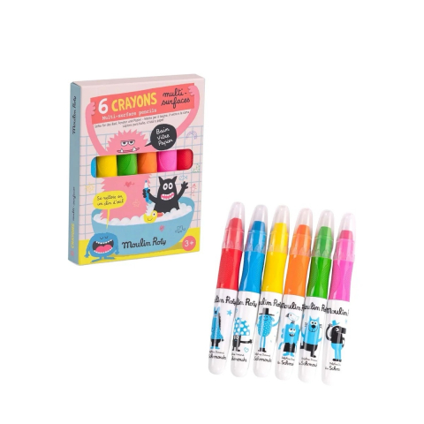 Set 6 creioane multi‑suprafete neon, Moulin Roty [2]