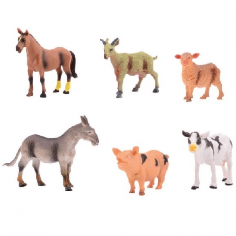 Játékok 3-5 éveseknek - Set 6 figurine din cauciuc - Animale domestice