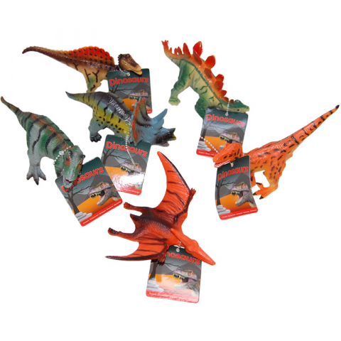 Jucarii 3-5 ani - UP Int'l-Set 6 figurine dinozauri din cauciuc, diverse modele, 13 - 17 cm