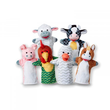Baba ajándékok - Melissa-Doug-Set-6-papusi-de-mana-Animale-de-la-ferma