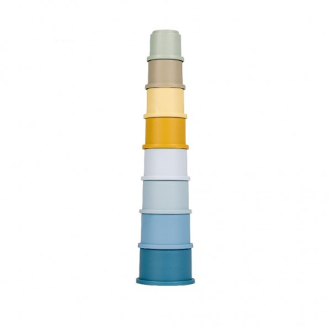 Oktató játékok - Set 8 cupe de baie stivuibile Little Dutch albastre