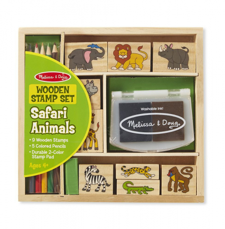 Lucru manual copii - Melissa-Doug-Set-9-stampile-din-lemn-Safari-Melissa-Doug