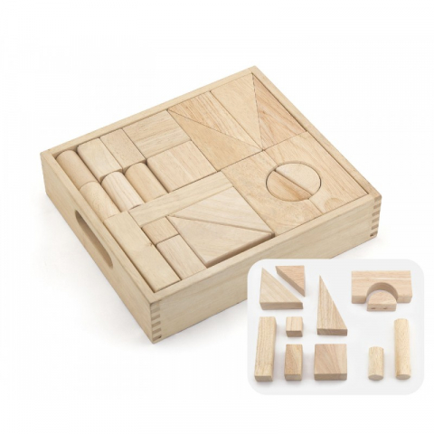 Jucarii 3-5 ani - Viga-Set blocuri arhitecturalede construit, natur - 48 buc, Viga
