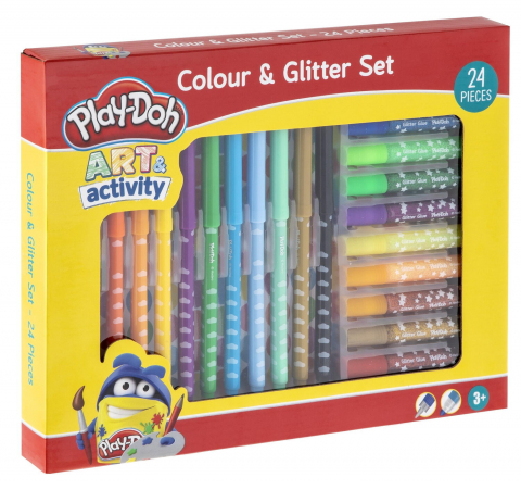 Cadouri 3 ani - Play-Doh-Set carioci si lipici cu sclipici