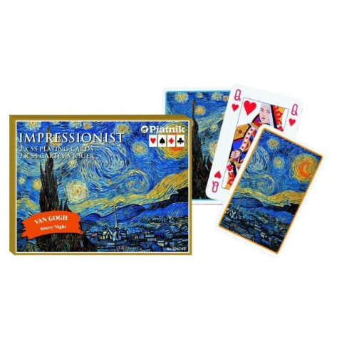 Jucarii educative - Piatnik-Set carti de joc de lux, 2 x 55, Van Gogh Starry Night - Piatnik